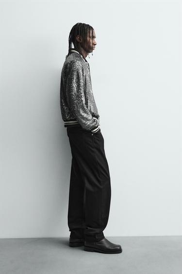 BLOUSON BOMBER PAILLETTES - Noir / Argent de Zara - Image 3