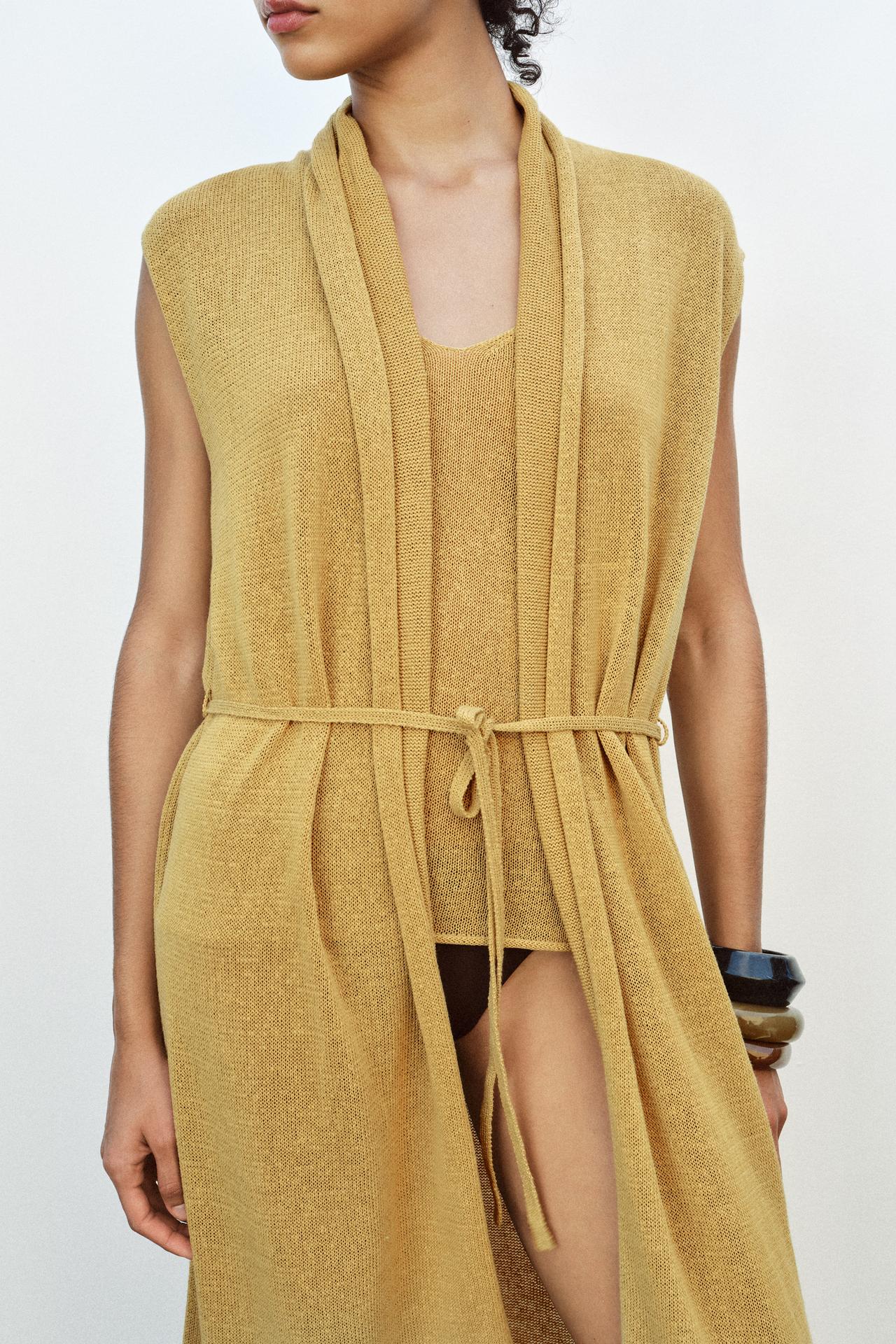 LONG KNIT LINEN WAISTCOAT