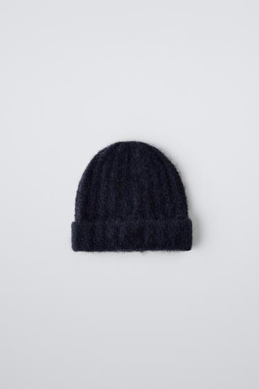 Zara WOOL BLEND KNIT HAT - Blue