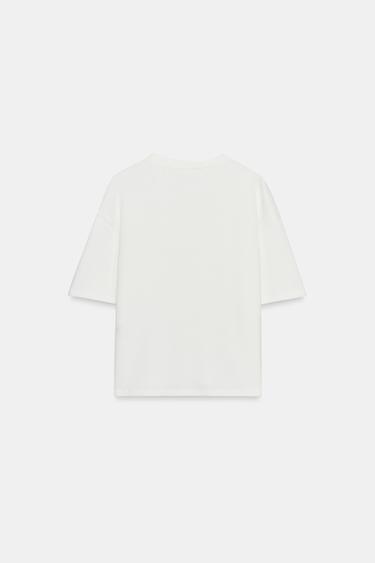 T-SHIRT SOFT FLEUR - Blanc cassé de Zara - Image 4