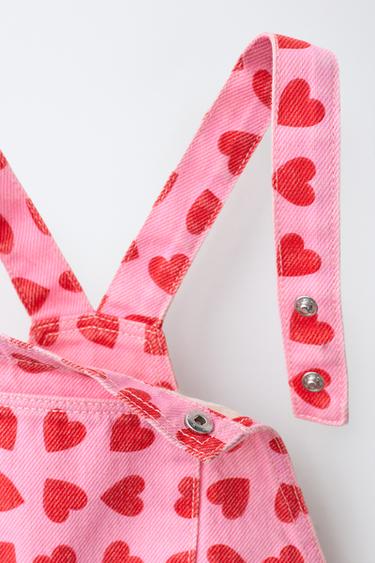 LONG TWILL DUNGAREES WITH HEARTS - Pink by Zara - Image 2
