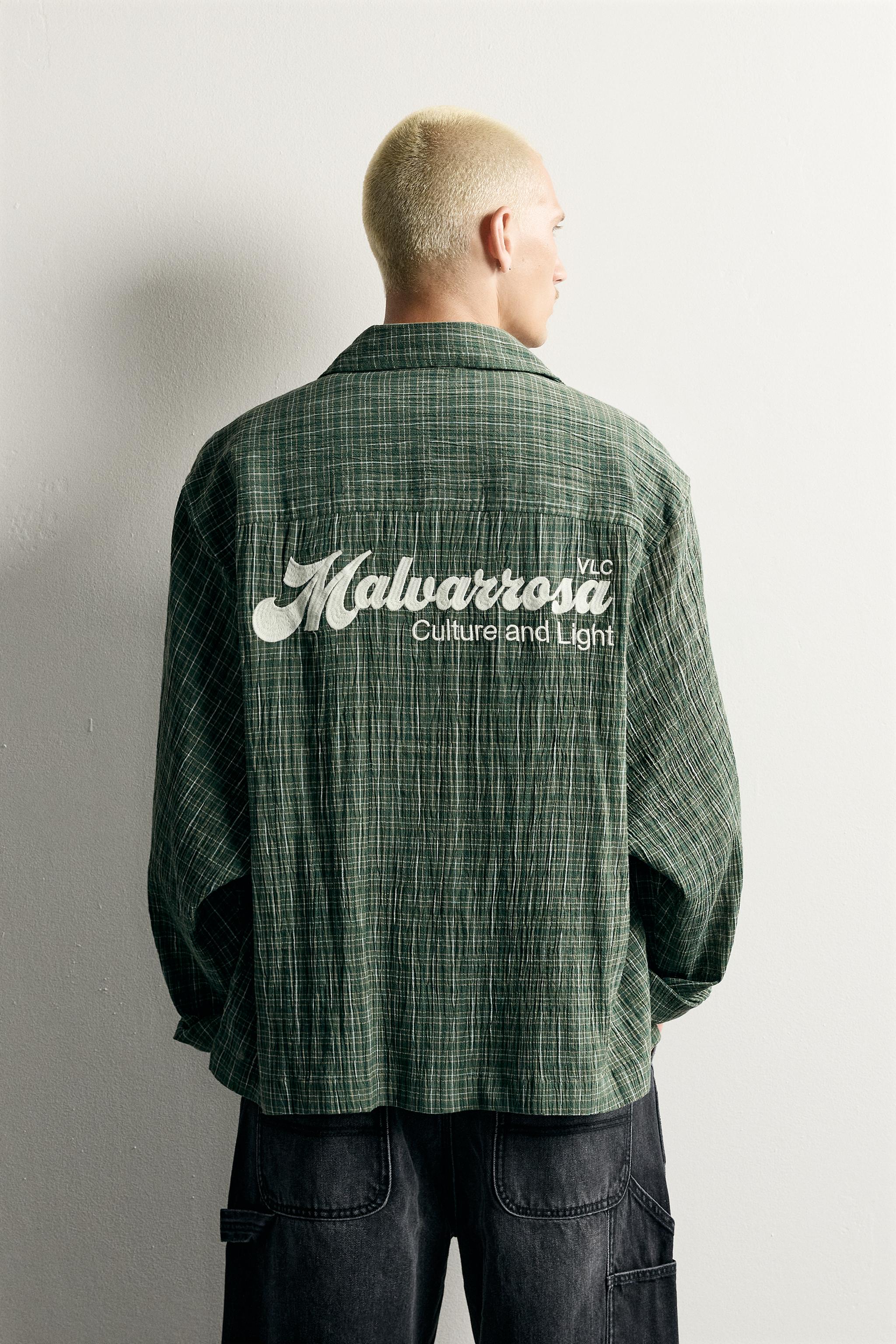 CONTRAST EMBROIDERY PLAID SHIRT