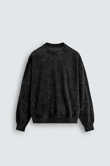 FADED CREW NECK SWEATSHIRT - Dark grey by Zara - Image 0