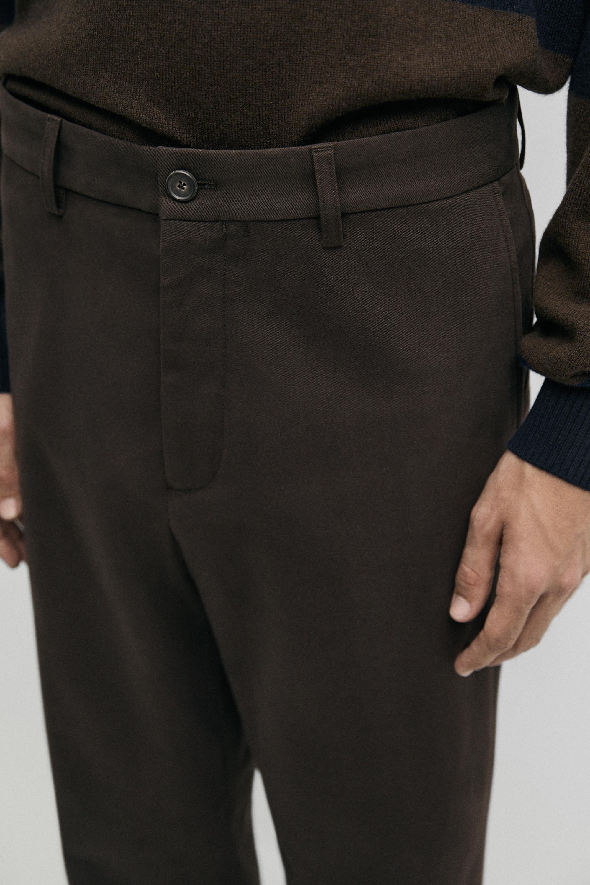 Cotton blend straight-leg pants
