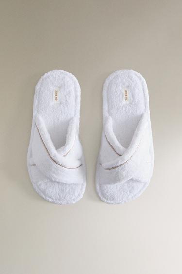 CHAUSSONS DE BAIN CROISÉS TISSU ÉPONGE - Blanc de Zara - Image 3