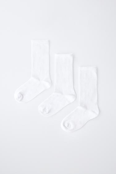 3-PACK OF RIBBED SPORTS CREW SOCKS - White by Zara