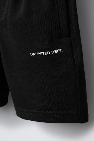 STRAIGHT FIT TEXTURED TEXT BERMUDA SHORTS - Black by Zara - Image 3