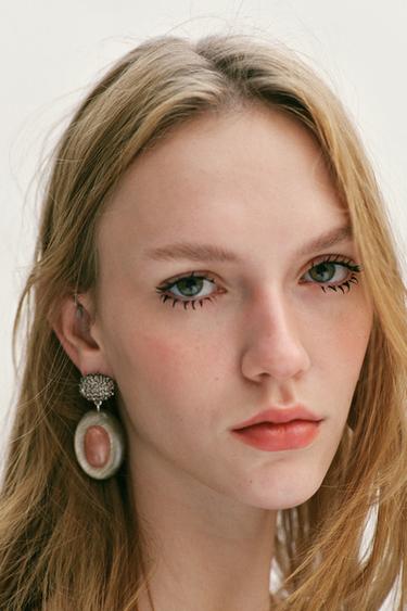 Zara SPARKLY STONE EARRINGS - Anthracite grey - Image 0