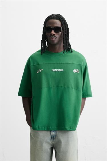 CAMISETA FAIXA DE REDE - Verde da Zara