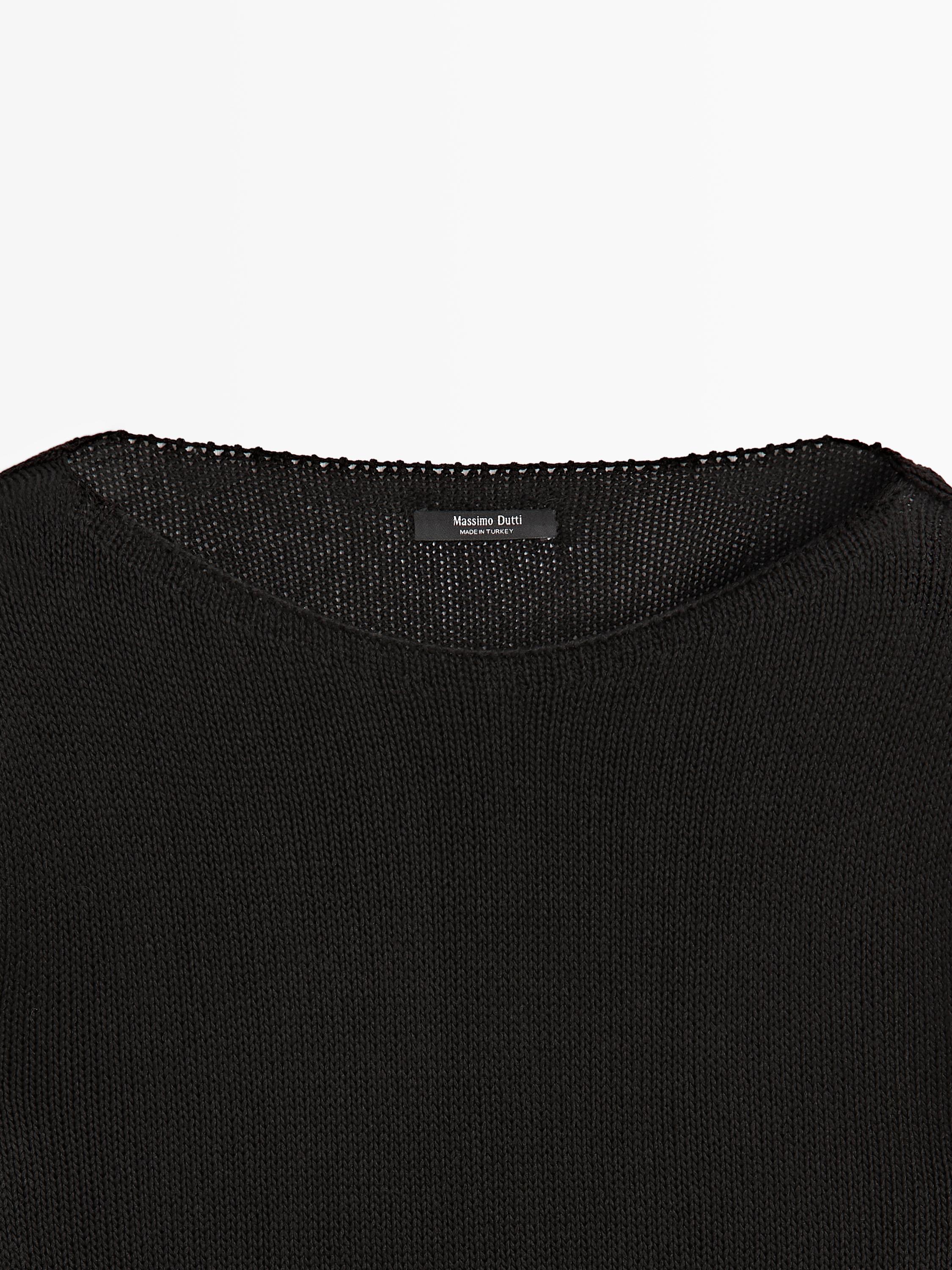 Flowing knit boat neck sweater