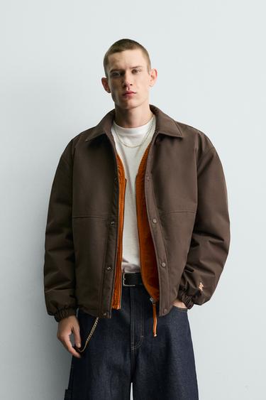 TECHNICAL QUILTED JACKET WITH CONTRAST PRINT - Tobacco Brown by Zara