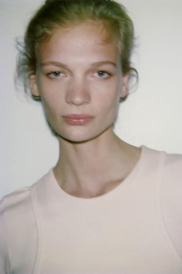 DOUBLE EMBROIDERED T-SHIRT - Ecru by Zara - Image 4