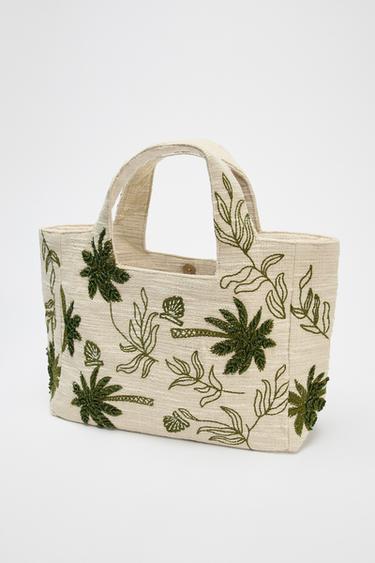EMBROIDERED FABRIC TOTE BAG - Ecru by Zara - Image 2