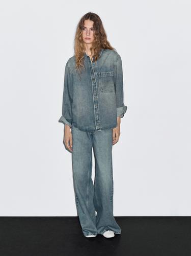 Zara High-waist wide-leg jeans - Aquamarine
