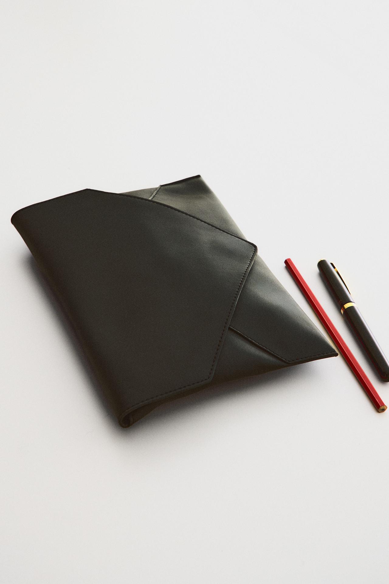 NAPA LEATHER ORGANIZER CLUTCH — Black