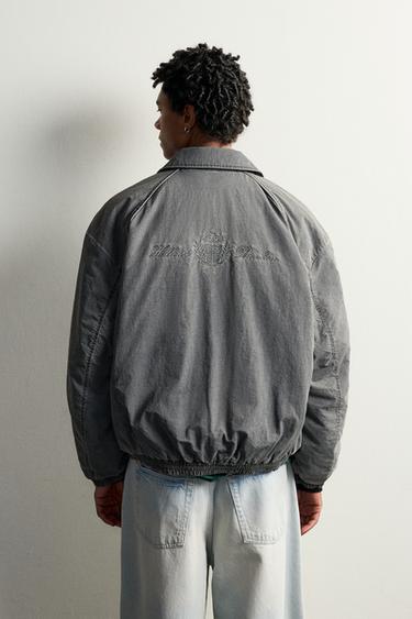 Quilted Washed Embroidered Jacket — Light gray 2