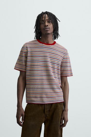STRIPED KNIT T-SHIRT - Multicoloured by Zara