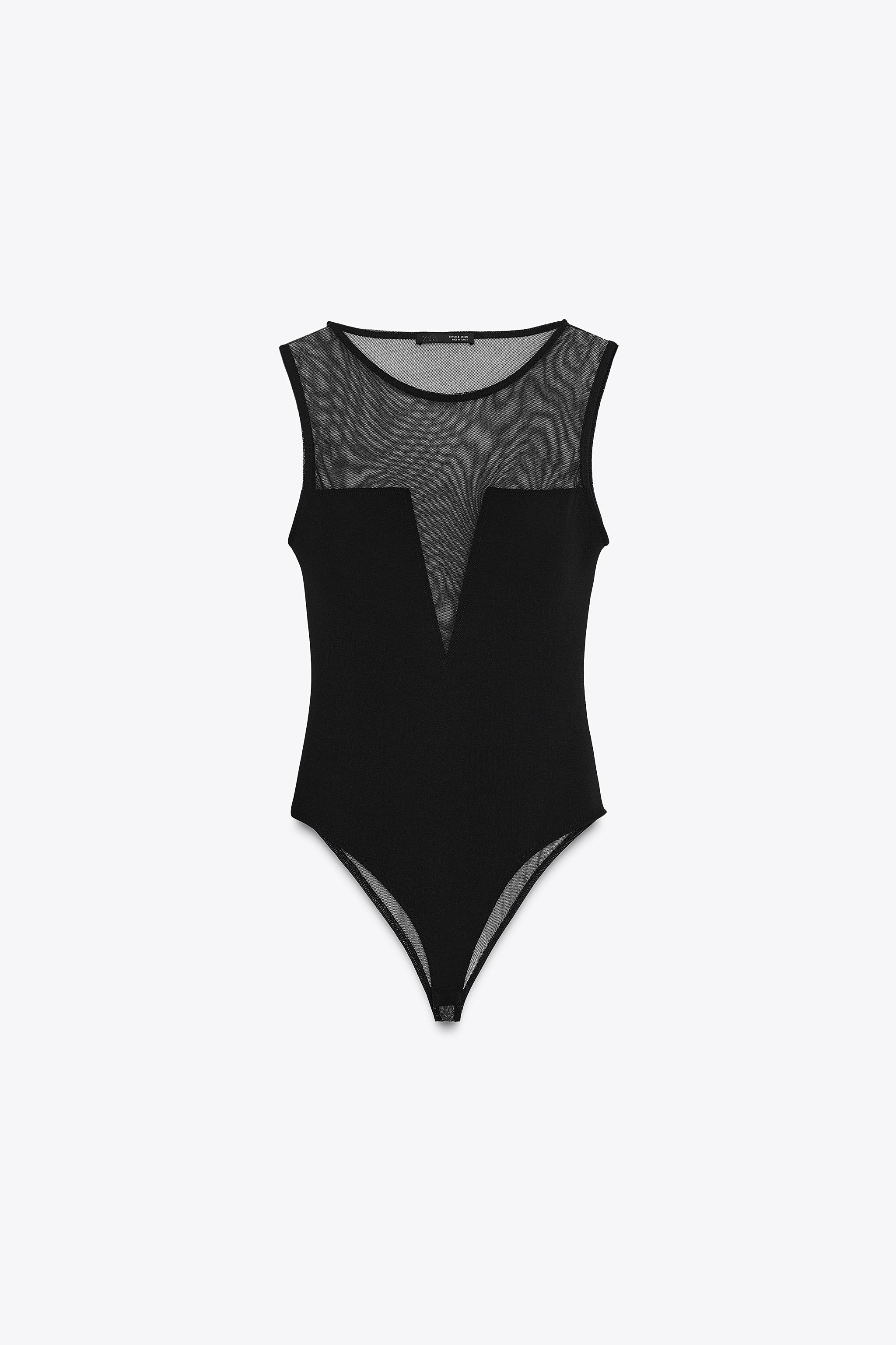 CREPE TULLE COMBINATION BODYSUIT - Black | ZARA United States