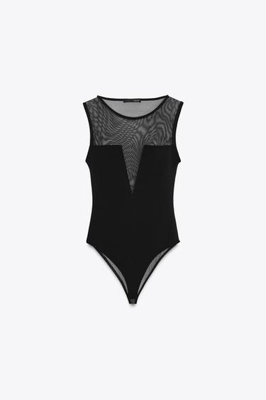 BODY BIMATIÈRE CRÊPE TULLE - Noir de Zara - Image 5