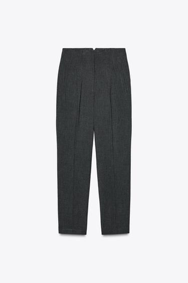 PANTALÓN TIRO ALTO PATA DE GALLO - Gris oscuro de Zara