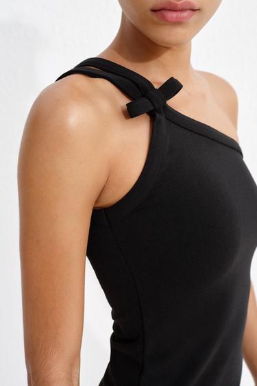 ASYMMETRIC TIE STRETCH TOP - Black by Zara - Image 2