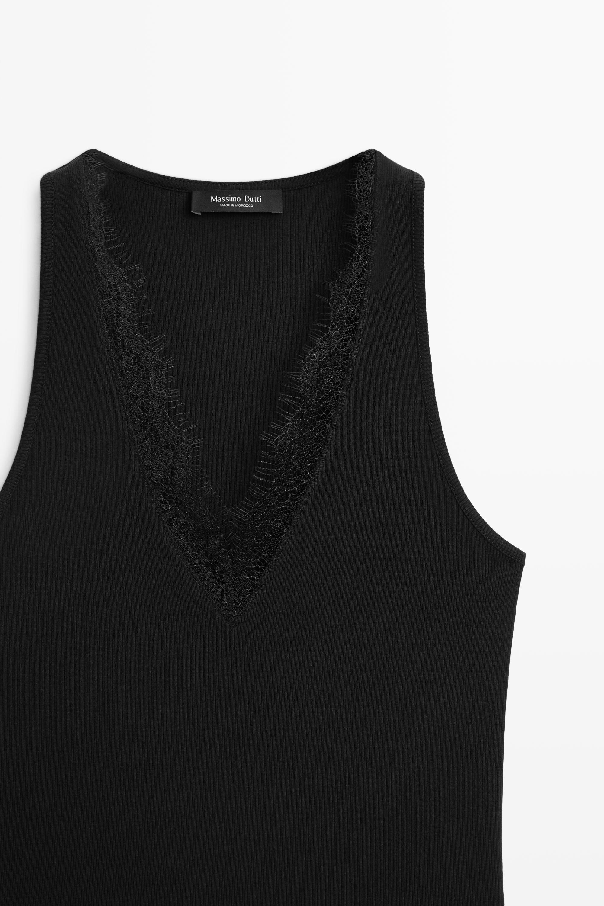 V-neck lace trim camisole top