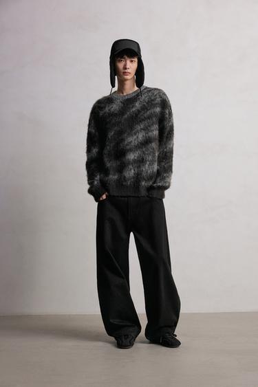 BRUSHED JACQUARD JUMPER - Black by Zara
