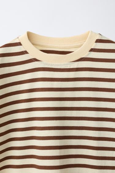 STRIPED T-SHIRT - Brown by Zara - Image 2