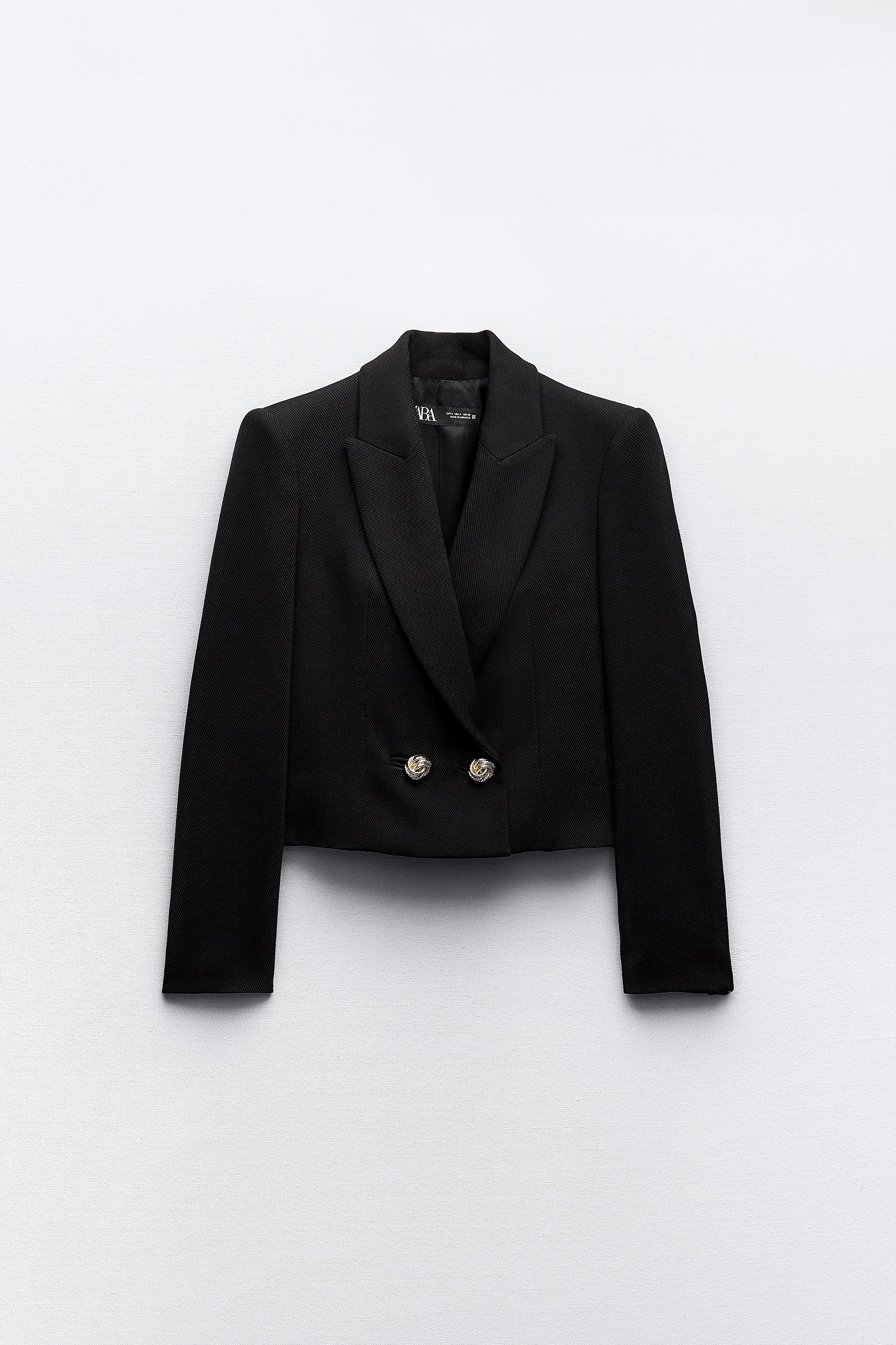 DOUBLE BREASTED CROPPED BLAZER Black ZARA United States