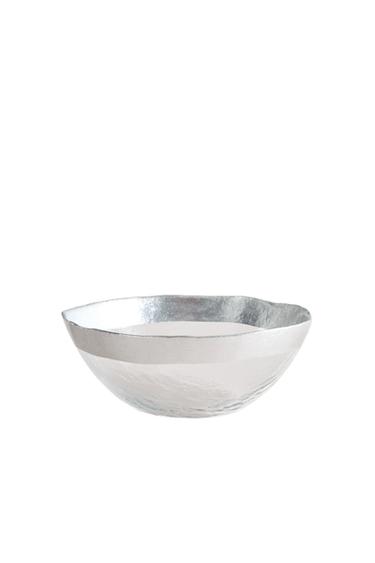 RAISED GLASS BOWL WITH SILVER RIM - Silver by Zara