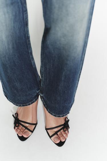 SATIN STRAPPY HIGH-HEEL SANDALS - Black by Zara