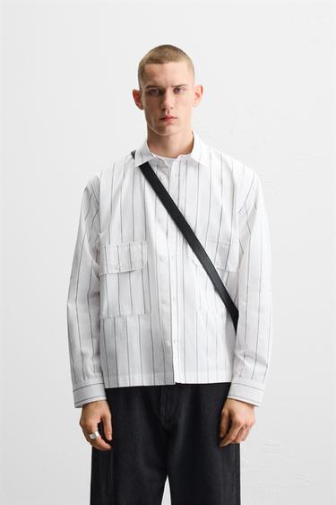 CAMISA RAYAS BOLSILLOS - Blanco de Zara