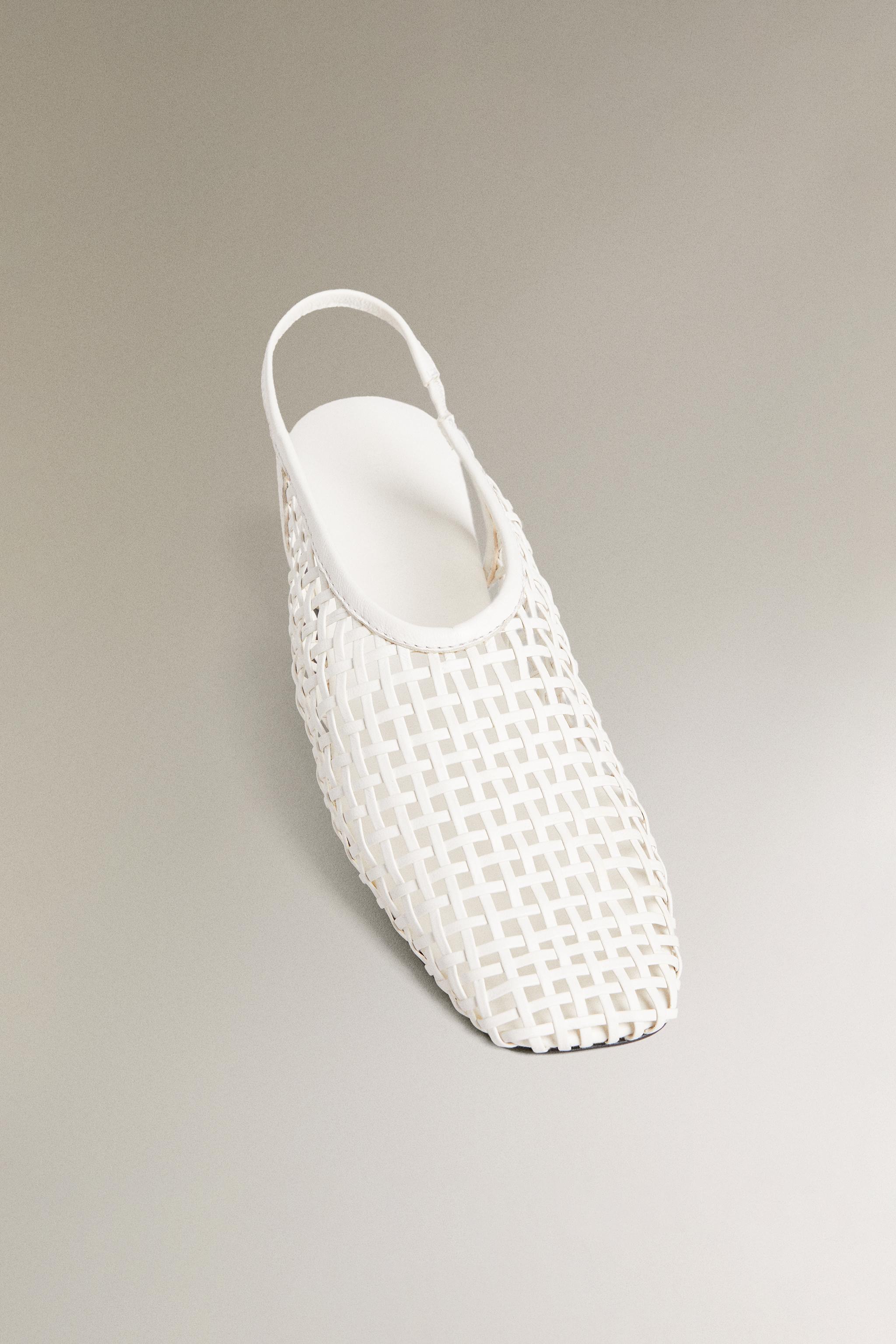 バレリーナシューズ 編み込みレザー - エクリュ | ZARA Japan / 日本