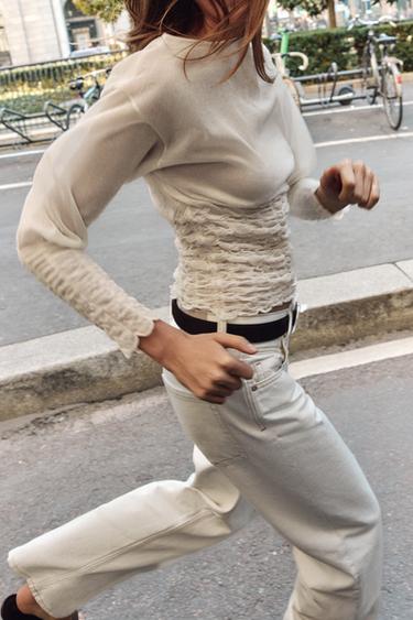 PULL EN MAILLE NID D'ABEILLE - Écru de Zara - Image 4