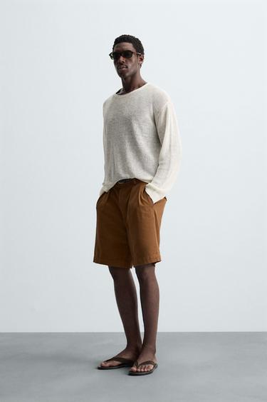 BERMUDA COUPE DÉCONTRACTÉE PLIS - Caramel de Zara - Image 3