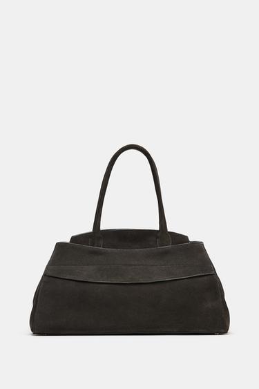 SCHULTERTASCHE AUS VELOURSLEDER - Grau von Zara