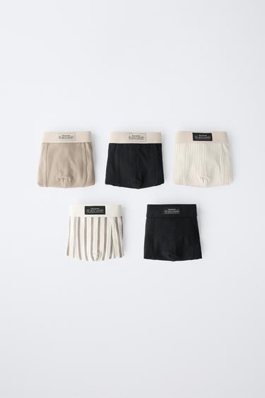Zara AGES 3-6 / FIVE-PACK OF STRIPED BOXERS - Black