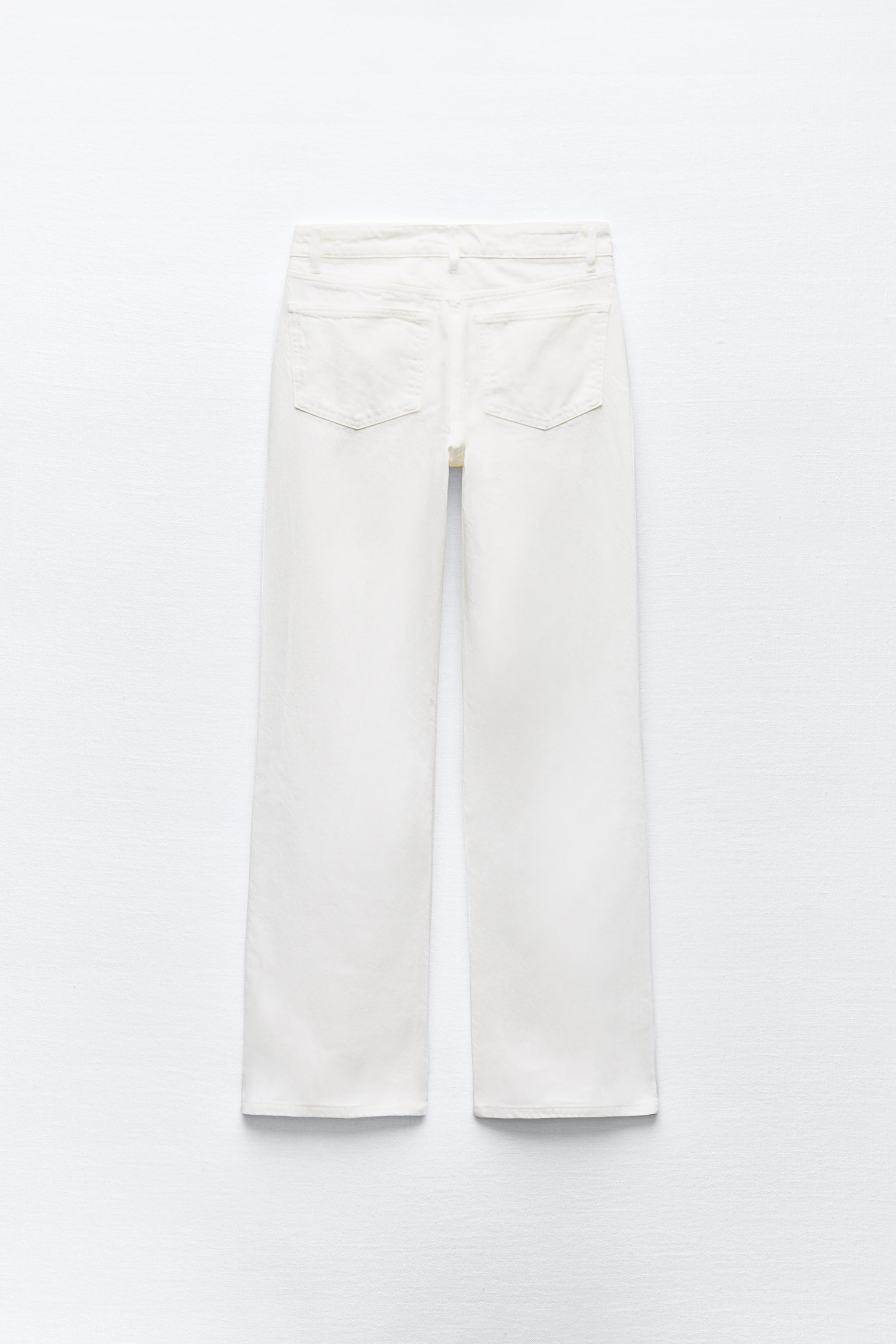 NWT outlet Zara White Mid Rise Super Wide Leg Baggy Loose Jeans Size 6