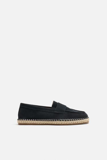 LEDER-MOKASSIN-ESPADRILLE - Blau von Zara