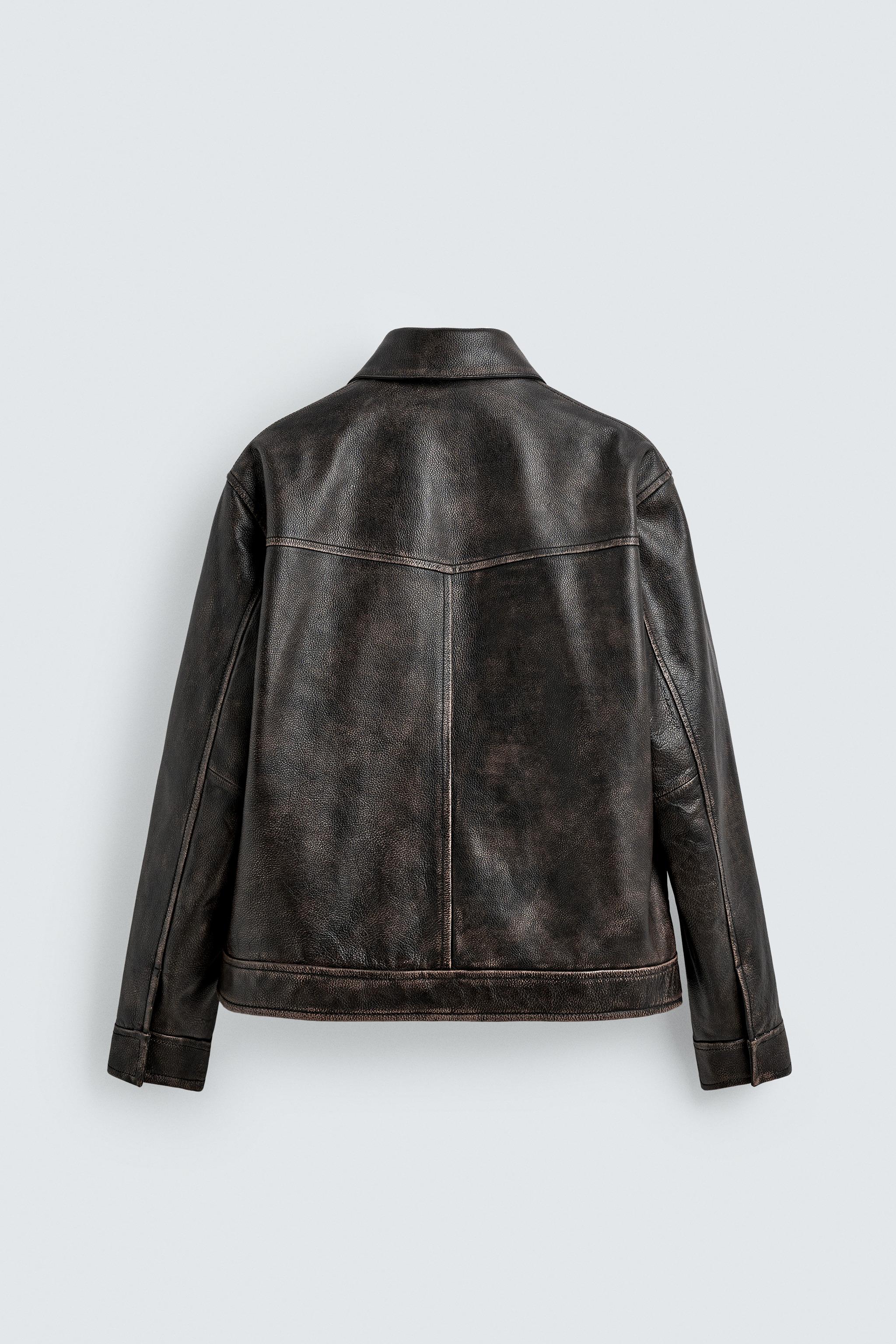 ジャケット・アウター VINTAGE WASHED LEATHER ZIP VINTAGE EFFECT WASHED LEATHER JACKET LIMITED EDITION - Black