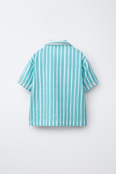 6-14 ANS/ PYJAMA CHEMISE À RAYURES ET FLEURS - Bleu / Blanc de Zara - Image 2