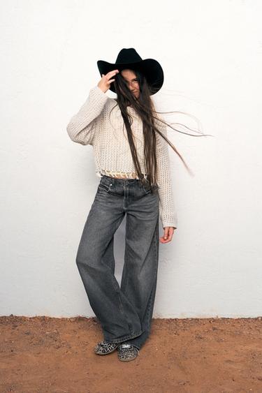 FRINGED MESH KNIT SWEATER - Ecru by Zara