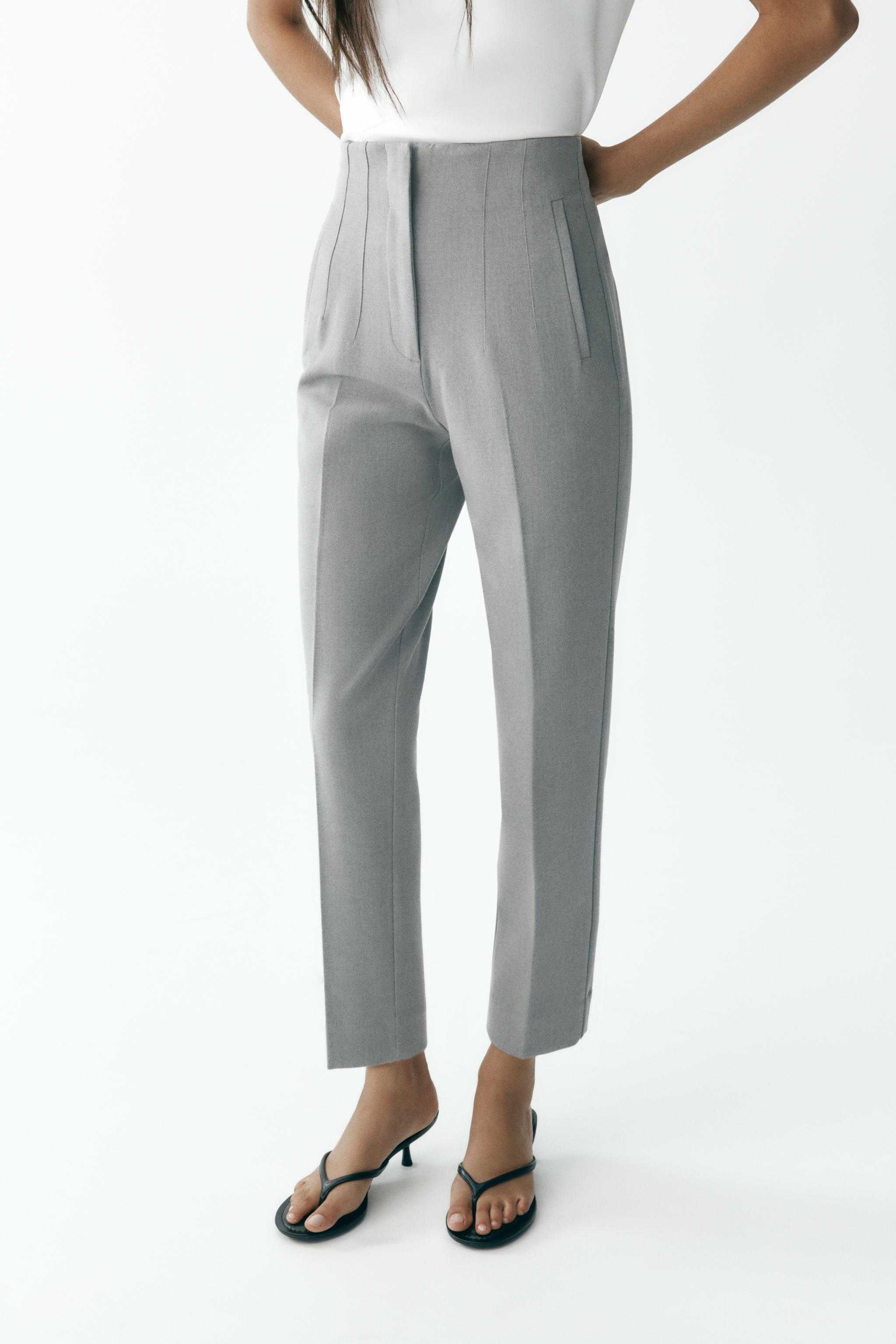 HIGH-WAIST TROUSERS Pearl grey ZARA South Africa