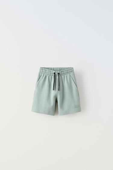 Zara PIQUÉ STRETCH SHORTS - Light blue