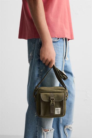 BANDOLERA TEJIDO BOLSILLO - Verde Caqui de Zara - Imagen 0