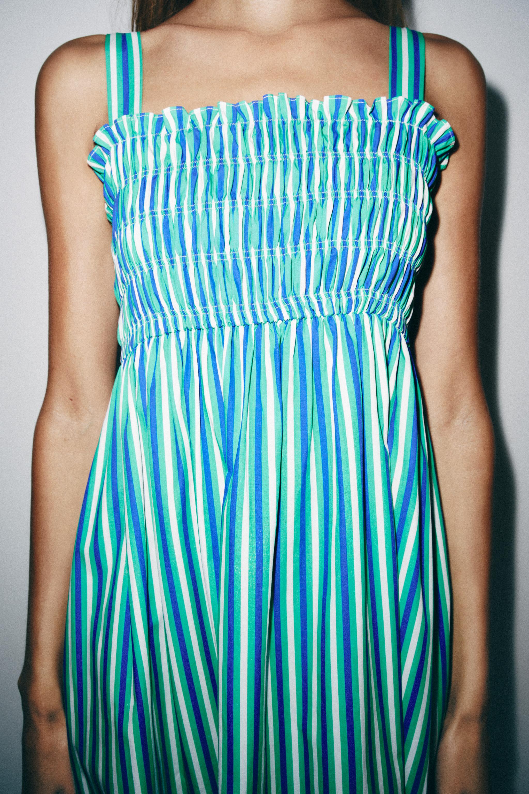 STRIPED MIDI DRESS