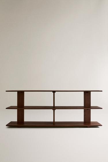 Zara ELM WOOD SHELVING UNIT WITH THREE SHELVES - Dark brown - Image 0