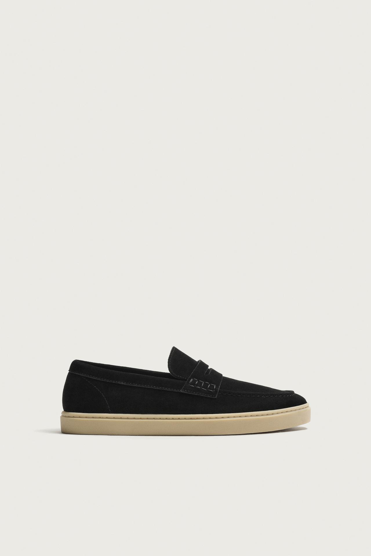 CASUAL LEATHER LOAFERS — Black