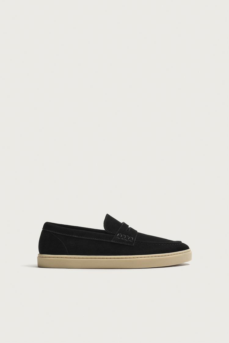 CASUAL LEATHER LOAFERS — Black