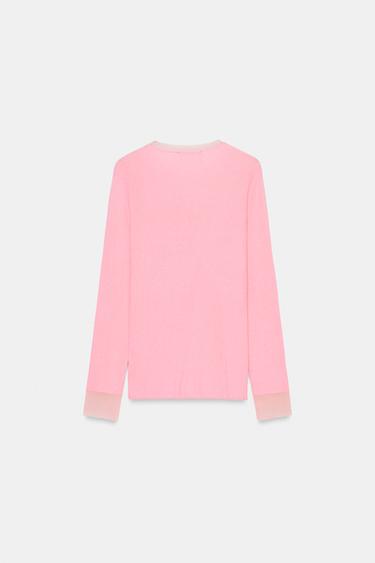 JERSEY PUNTO FINO CON LANA - Rosa lavado de Zara